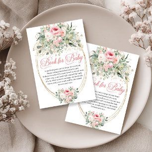 Minimalist Blush Floral Eucalyptus Book Request Enclosure Card