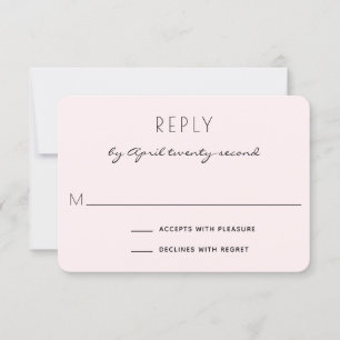 Minimalist Blush Pink and Navy Elegant Wedding RSVP Card