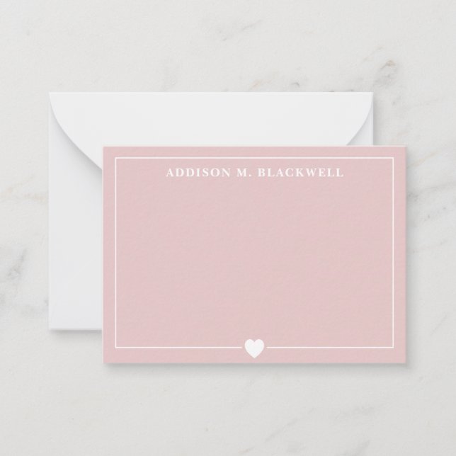 Minimalist Blush Pink and White Heart Personalised Card (Front)