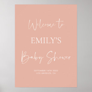 Minimalist Blush Pink Baby Shower Welcome Sign
