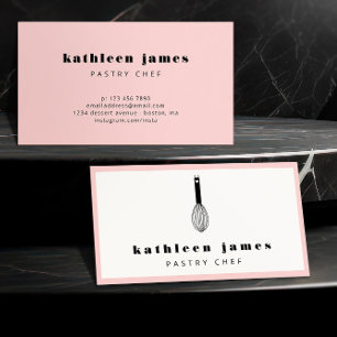 Minimalist Blush Pink Balloon Whisk Chef Business Card