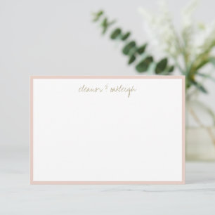 Minimalist Blush Pink Border Custom Script Name Thank You Card
