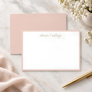 Minimalist Blush Pink Border Custom Script Name Thank You Card