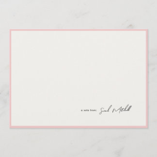 Minimalist Blush Pink Border Personalized Script Card