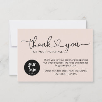 Minimalist Blush Pink Business Thank You Cards
