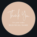 Minimalist Blush Pink Business Thank You Packaging Classic Round Sticker<br><div class="desc">Can be customised to suit your needs.
© Gorjo Designs. Made for you via the Zazzle platform. 

// Need help customising your design? Got other ideas? Feel free to contact me (Zoe) directly via the contact button below.</div>