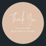 Minimalist Blush Pink Business Thank You Packaging Classic Round Sticker<br><div class="desc">Can be customised to suit your needs.
© Gorjo Designs. Made for you via the Zazzle platform. 

// Need help customising your design? Got other ideas? Feel free to contact me (Zoe) directly via the contact button below.</div>