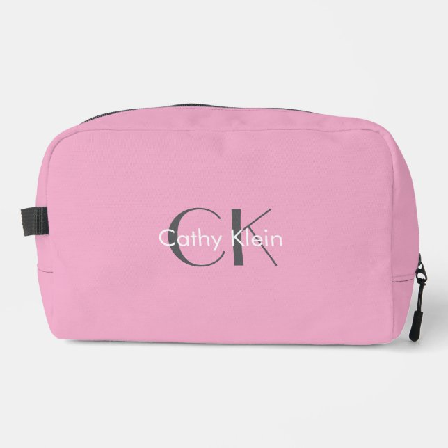 Minimalist Blush Pink Custom Monogram Dopp Kit (Front)