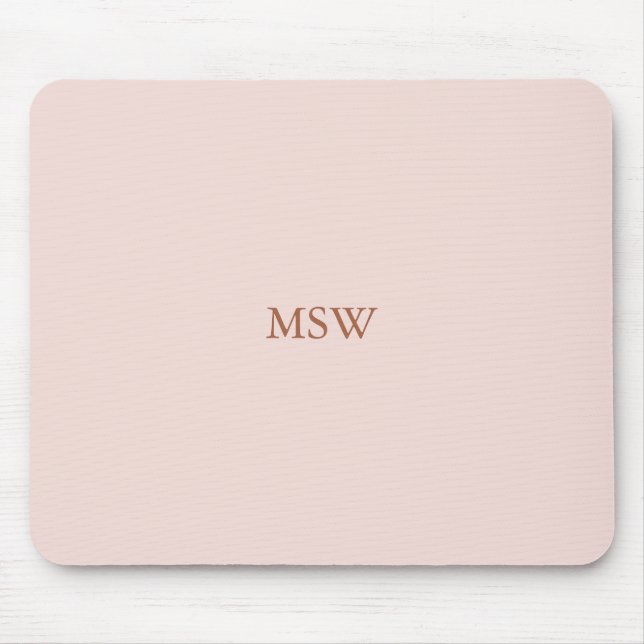 Minimalist blush pink custom monogram initials mouse pad (Front)