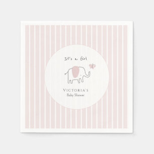 Minimalist Blush Pink Elephant Baby Shower Napkin