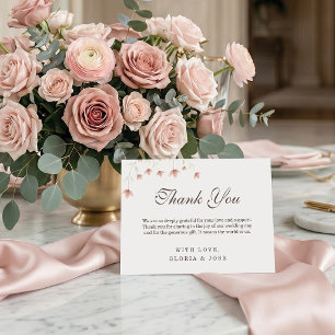 Minimalist Blush Pink Floral Elegant Wedding Thank You Card