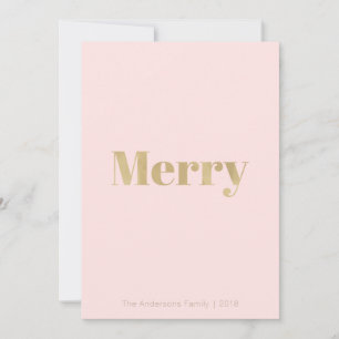 Minimalist Blush Pink & Gold Merry Christmas Card