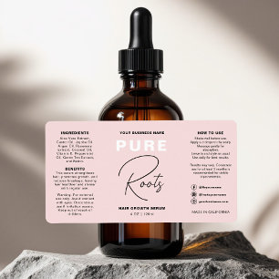 Minimalist Blush Pink Hair Oil Dropper Bottle