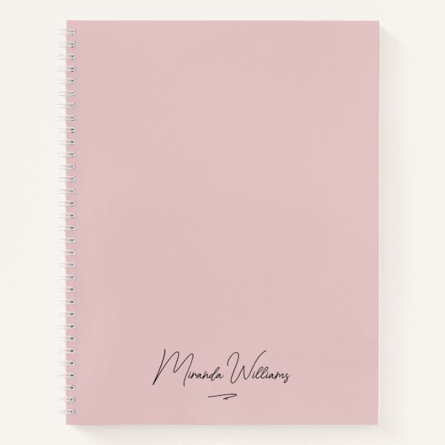 Minimalist Blush Pink Handwritten Custom Name  Notebook (Front)