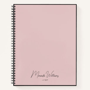 Minimalist Blush Pink Handwritten Custom Name Notebook