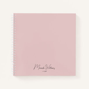 Minimalist Blush Pink Handwritten Custom Name  Notebook