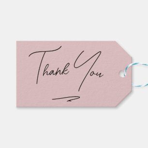 Minimalist Blush Pink Handwritten Script Thank You Gift Tags