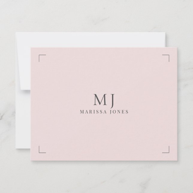 Minimalist Blush Pink Monogram Card (Front)