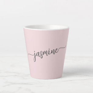 Minimalist Blush Pink Monogram Name Signature Latt Latte Mug