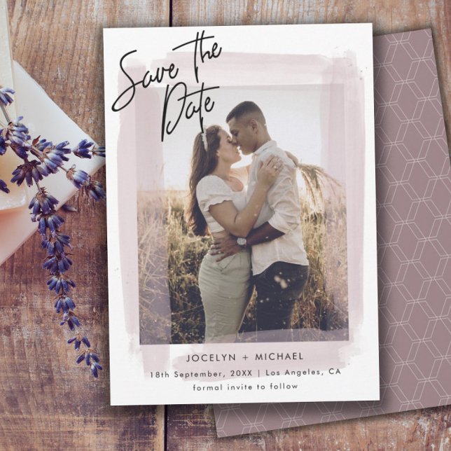 Minimalist Blush Pink & Photo Save the Date (Creator Uploaded)