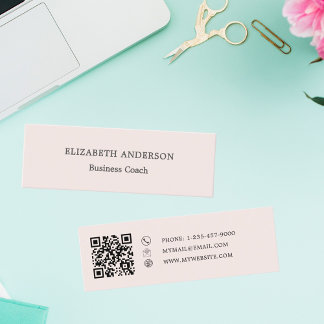 Minimalist Blush Pink QR code Mini Business Card
