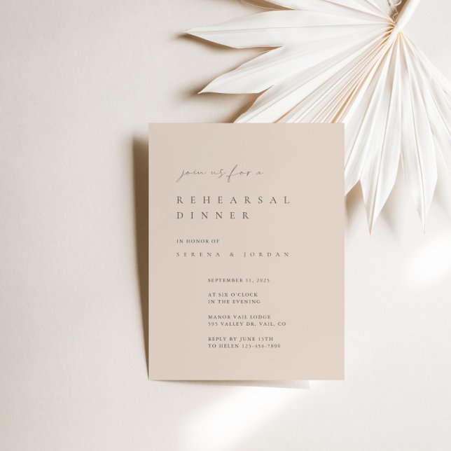 Minimalist Blush Pink Rehearsal Dinner Invitation (Creator Uploaded)