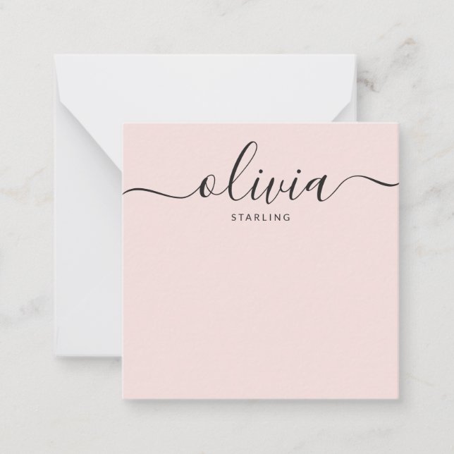 Minimalist Blush Pink Script Modern Girly Custom Card (Front)