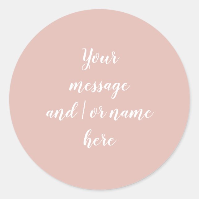 Minimalist Blush Pink Script Personalised Classic Round Sticker (Front)