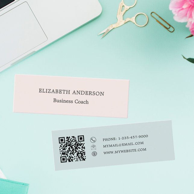 Minimalist Blush Pink Seafoam Muted Sage Mini Business Card (Creator Uploaded)