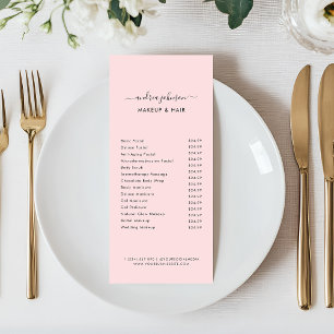 Minimalist Blush Pink Services Menu Price List