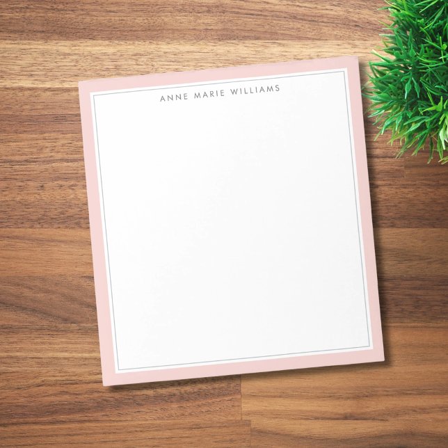 Minimalist Blush Pink Two Border Name Notepad (Creator Uploaded)