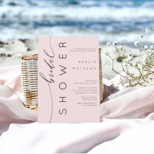 Minimalist Blush Pink Typography Bridal Shower Invitation