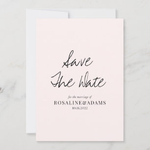 Minimalist Blush Pink Typography Wedding Save The Date