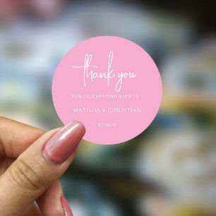 Minimalist Blush Pink Wedding  Classic Round Sticker