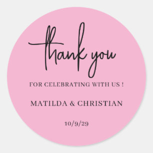 Minimalist Blush Pink Wedding  Classic Round Sticker