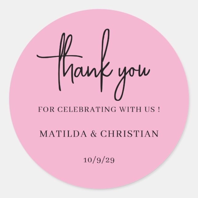 Minimalist Blush Pink Wedding  Classic Round Sticker (Front)