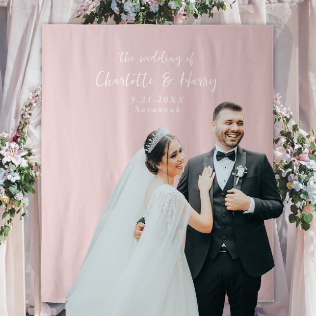 Minimalist Blush Pink Wedding Photo Backdrop Tapestry (Creator Uploaded)
