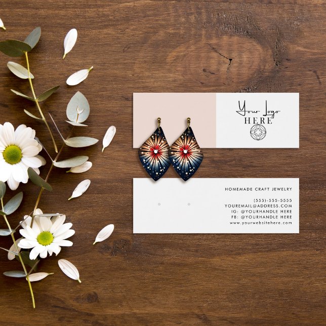 Minimalist Blush Pink White Logo Earring Display (Creator Uploaded)