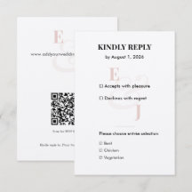 Minimalist Blush Small RSVP Card | QR Code