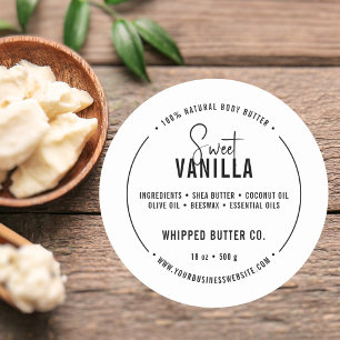 Minimalist Body Butter Small Business Black LOGO Classic Round Sticker