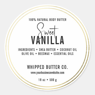 Minimalist Body Butter Small Business Gold| LOGO Classic Round Sticker