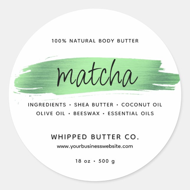 Minimalist Body Butter Small Business Green Classic Round Sticker (Front)