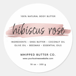 Minimalist Body Butter Small Business Rose Gold Classic Round Sticker