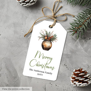 Minimalist Bohemian Neutral Colors Xmas Gift Tag
