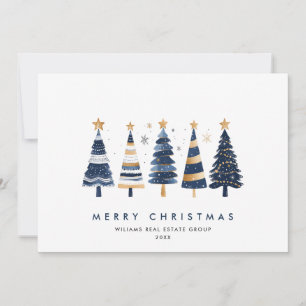 Minimalist Bohemian Pine Tree Christmas Corporate Holiday Card