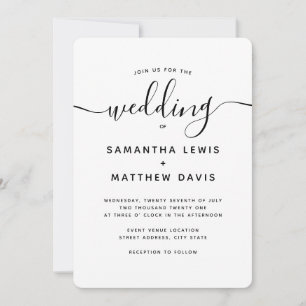 Minimalist Bohemian Script Wedding Invitation