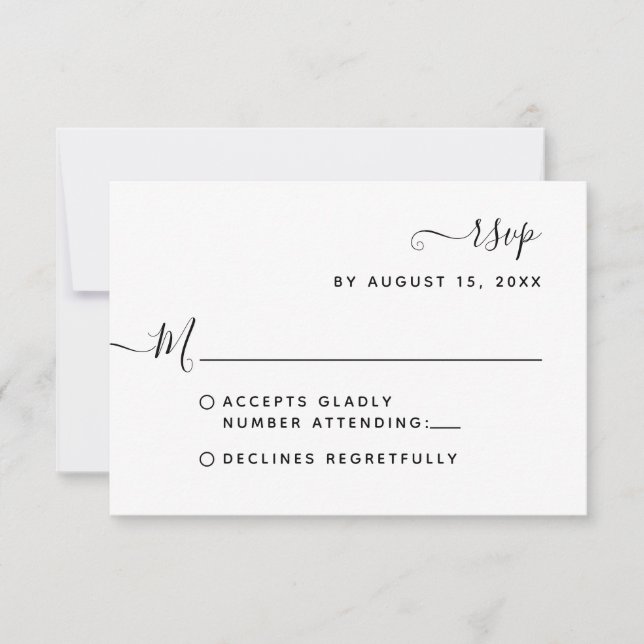 Minimalist Bohemian Script Wedding RSVP Card (Front)