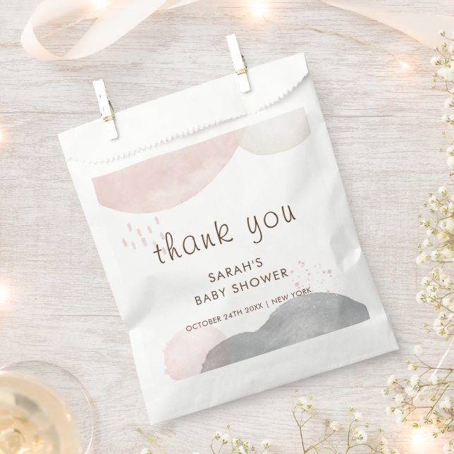 Minimalist Boho Abstract Baby Shower Thank You Favour Bag (Clipped)