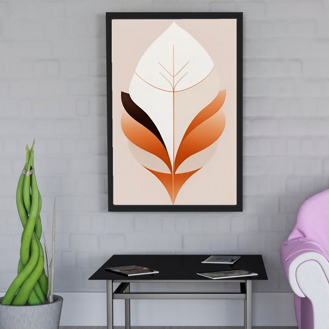 Minimalist Boho Abstract Leaf Earth Tone Poster (Creator Uploaded)