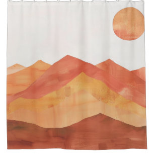 Minimalist Boho Abstract Mountain Landscape Shower Curtain